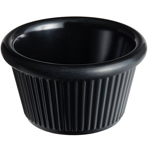 Ramekin Melamine Black Fluted 1.5 Ounce