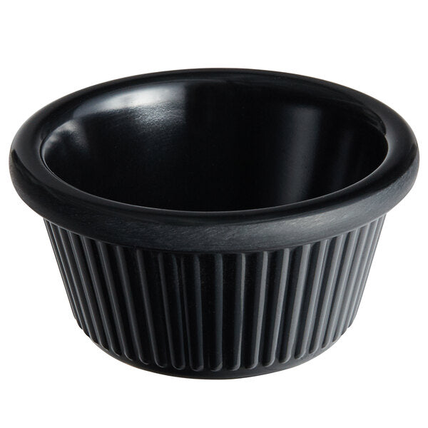 Ramekin Melamine Black Fluted 2 Ounce