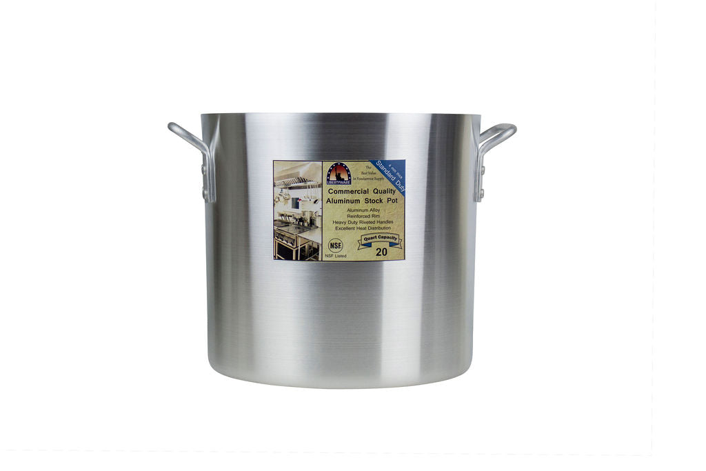 Choice 20 Qt. Standard Weight Aluminum Stock Pot with Cover