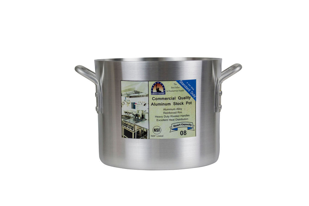 Stock Pot Aluminum 8 Quart Standard Duty 4 mm Thick