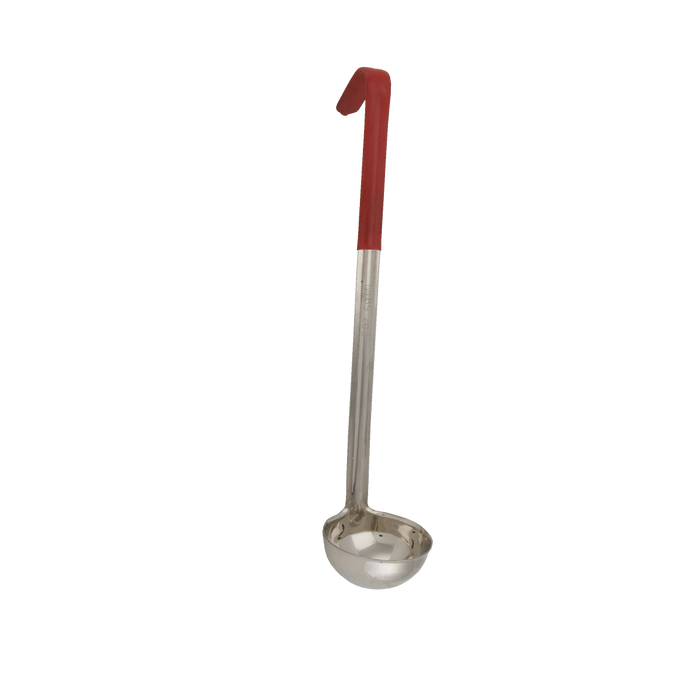 Ladle One Piece with Red Coated Handle 2 Ounce