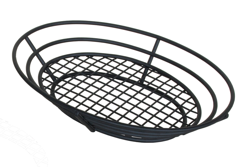 Serving Basket Oval Black Coated Steel