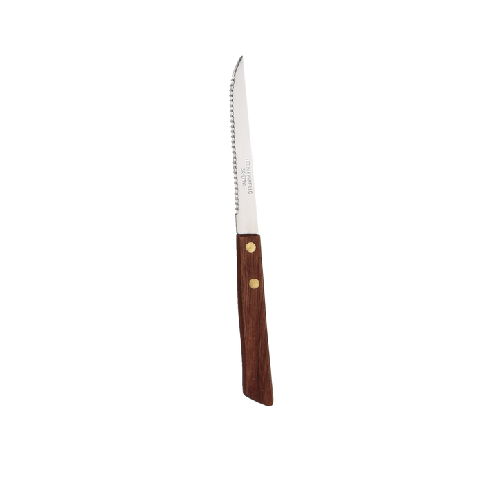 Steak Knife Economy Wood Handle Pointed End and Angled Handle End