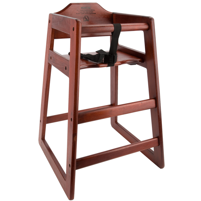 Wood High Chair Assembled Mahogany Color / Shipped Nested