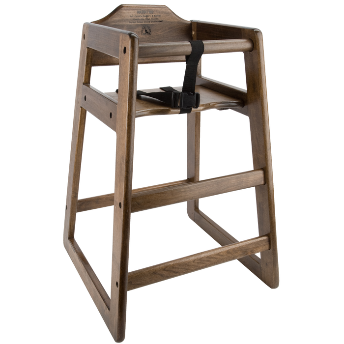 Wood High Chair Assembled Walnut Color / Shipped Nested
